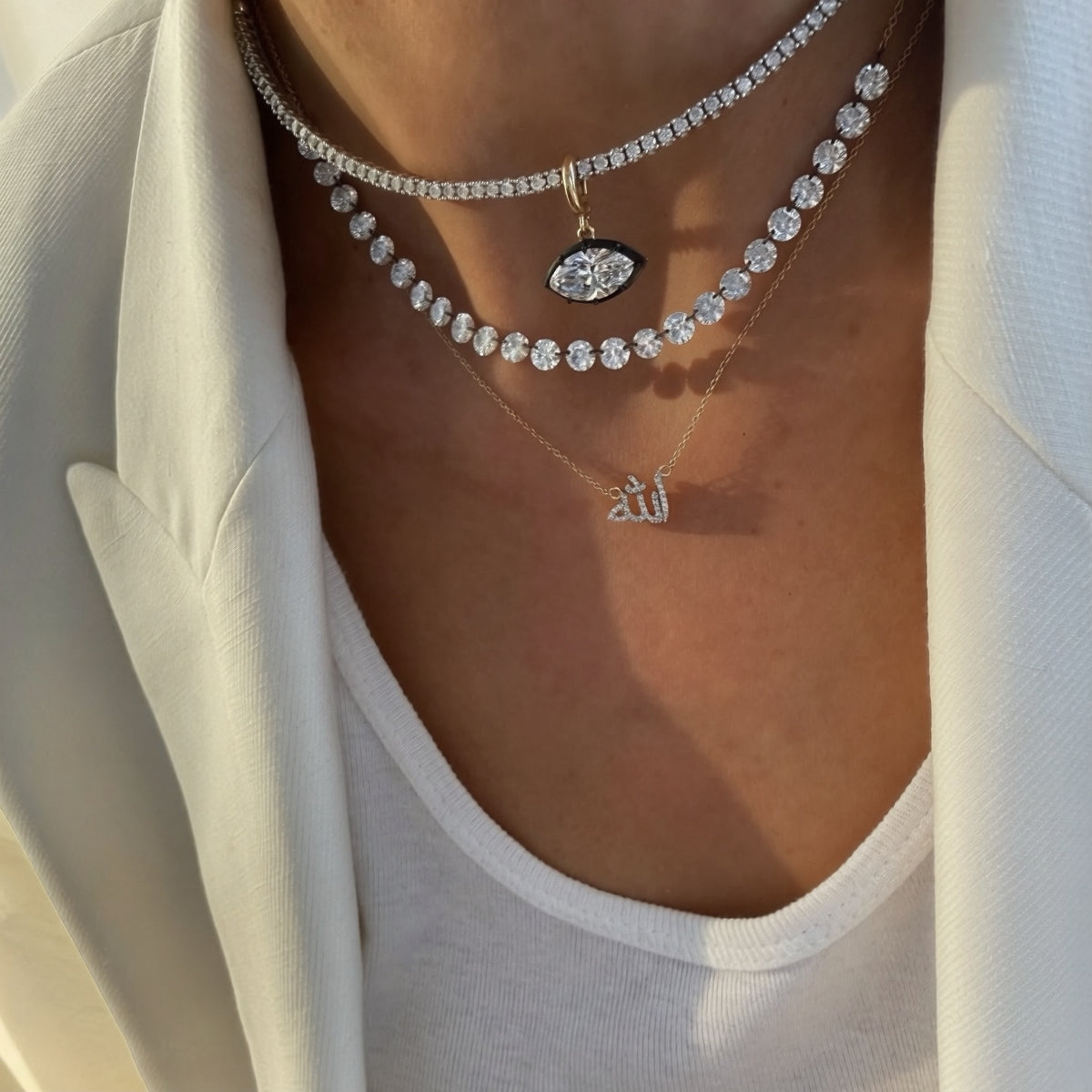 14KT Gold Diamond Mini Allah Necklace