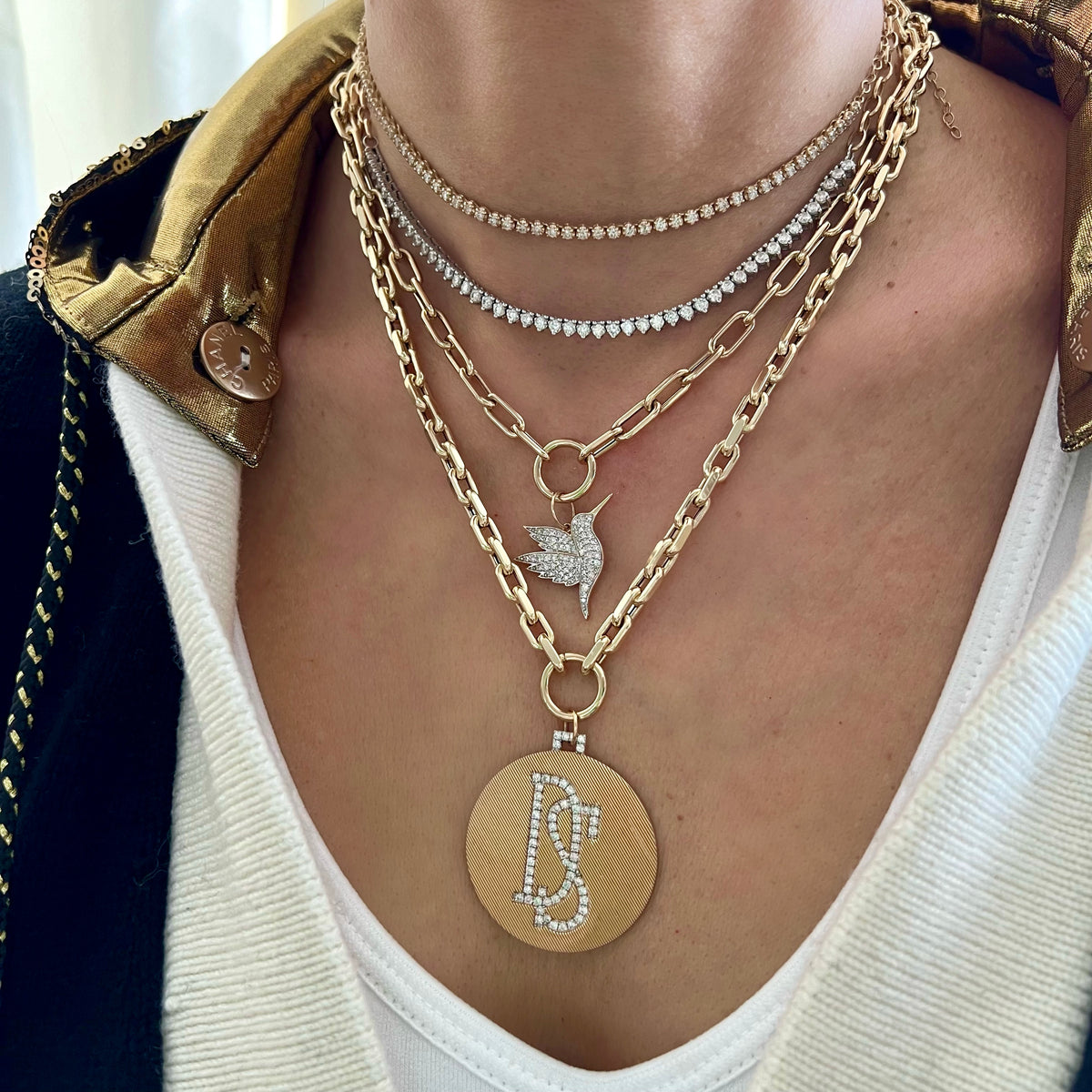 14KT Gold Diamond Simone Half Tennis Necklace On chain