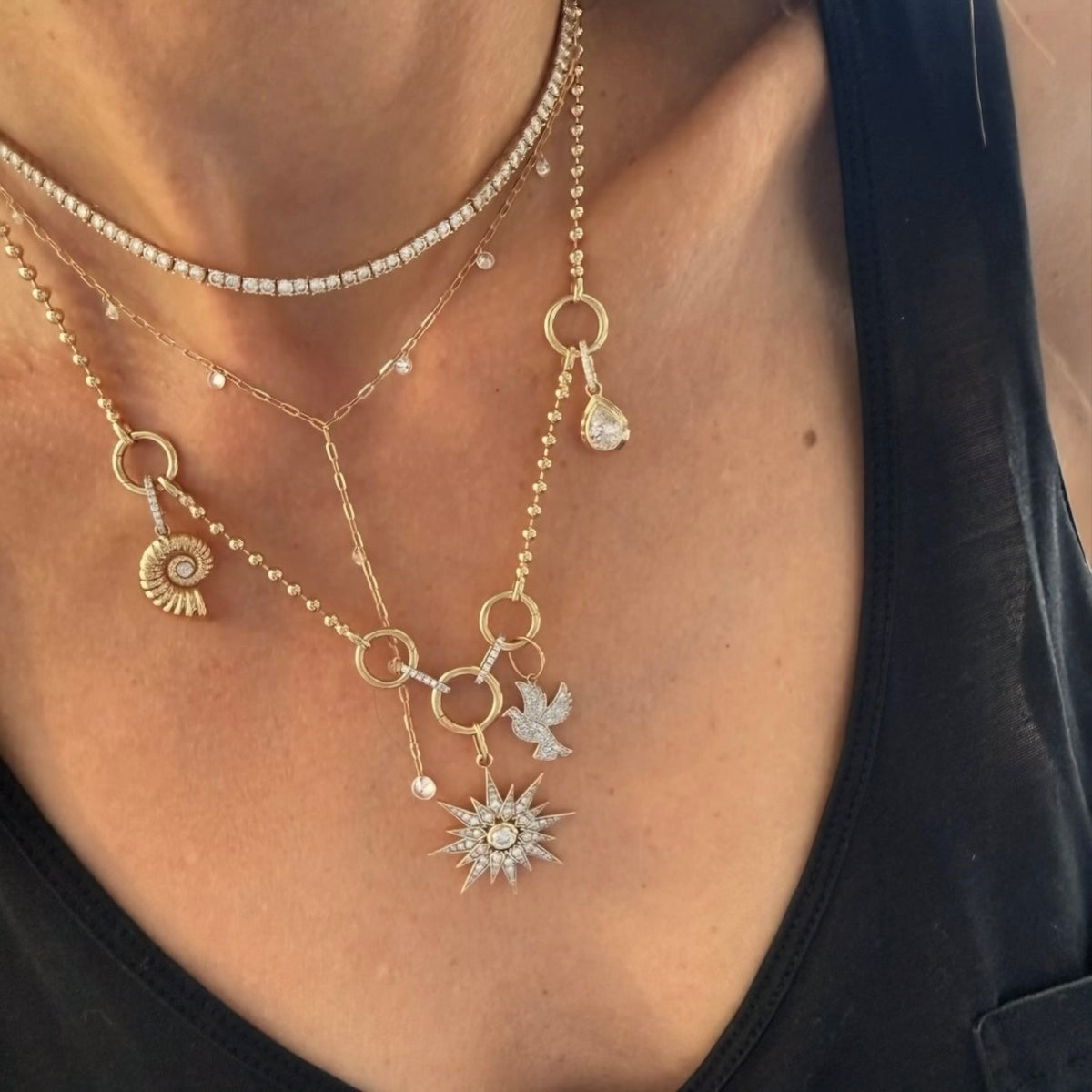 14KT Gold 1.15ct Floating Drilled Lab Diamond Lariat Necklace