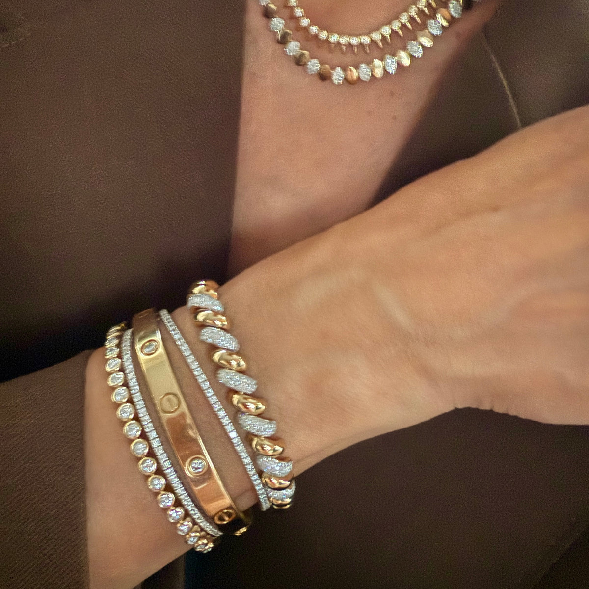 14KT Gold Diamond Coil Bracelet