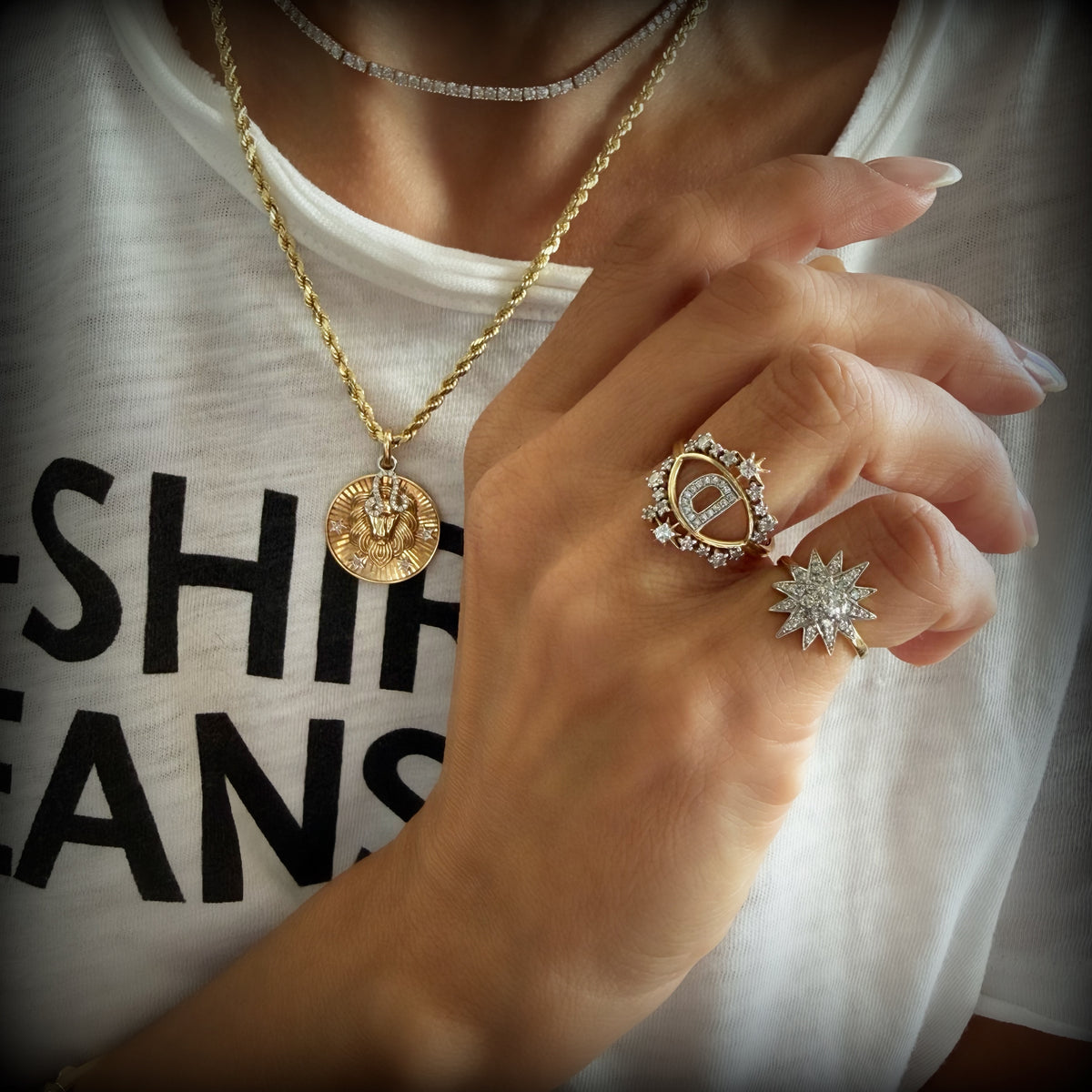 14KT Gold Diamond Star Pinky Ring