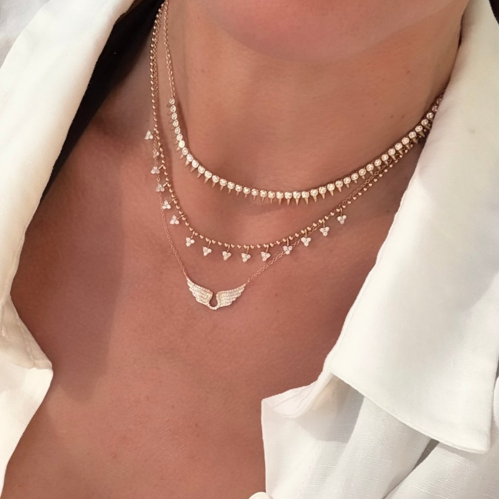 14KT Gold Diamond Small Angel Wing Necklace – Dilara Saatci Jewelry
