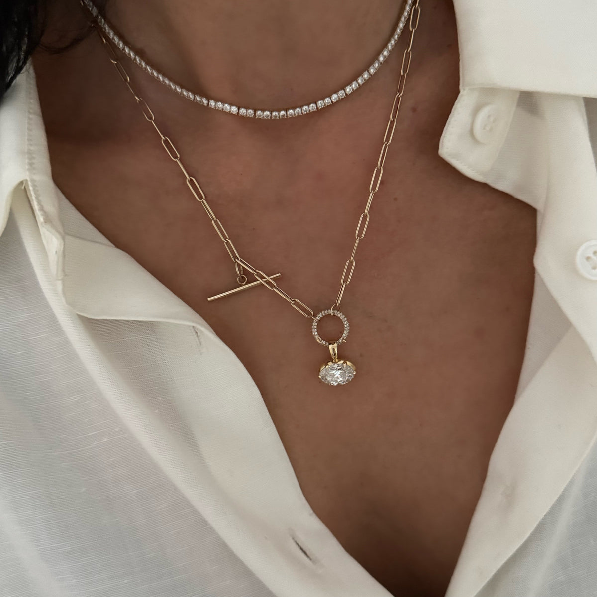 14KT Gold Diamond İzmit Charm Chain Necklace