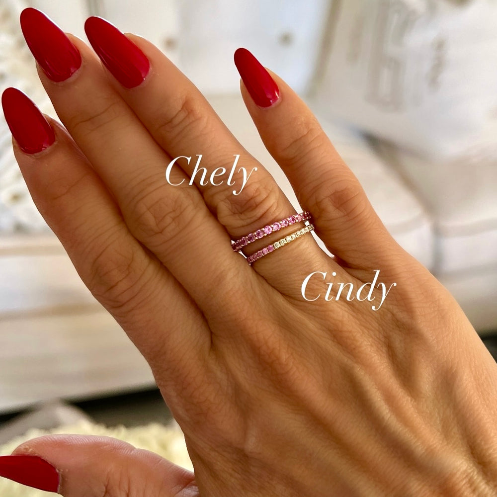 14KT Gold Pink Sapphire Chely Eternity Ring