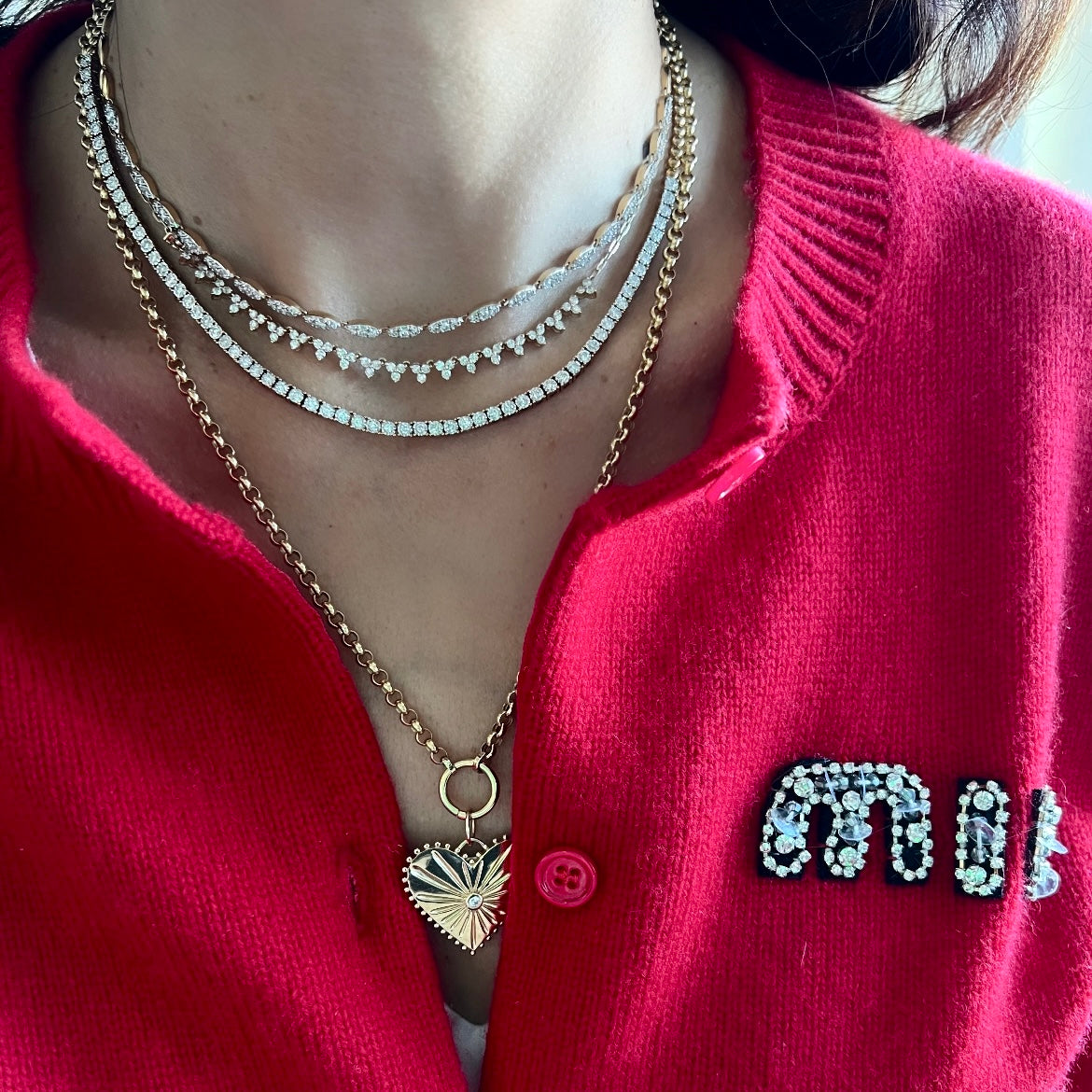 14KT Gold Diamond The Line Four Prong Set Tennis Necklace