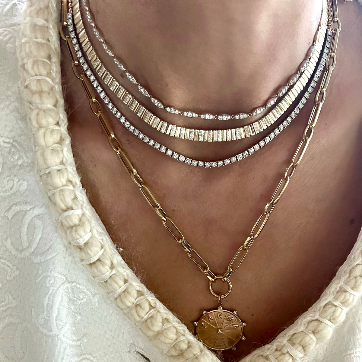 14KT Gold Elodie Multi Shape Paperclip Link Charm Chain