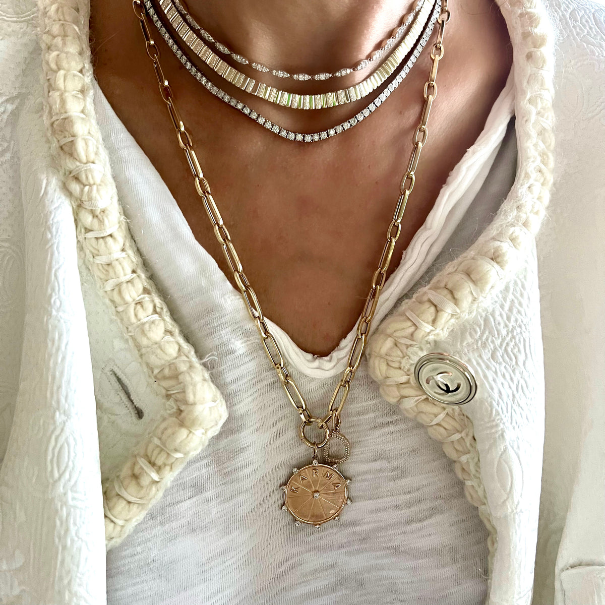 14KT Gold Elodie Multi Shape Paperclip Link Charm Chain