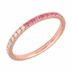 14KT Gold Diamond and Pink Sapphire Cindy Eternity Ring