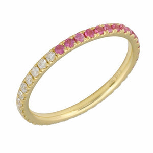 14KT Gold Diamond and Pink Sapphire Cindy Eternity Ring