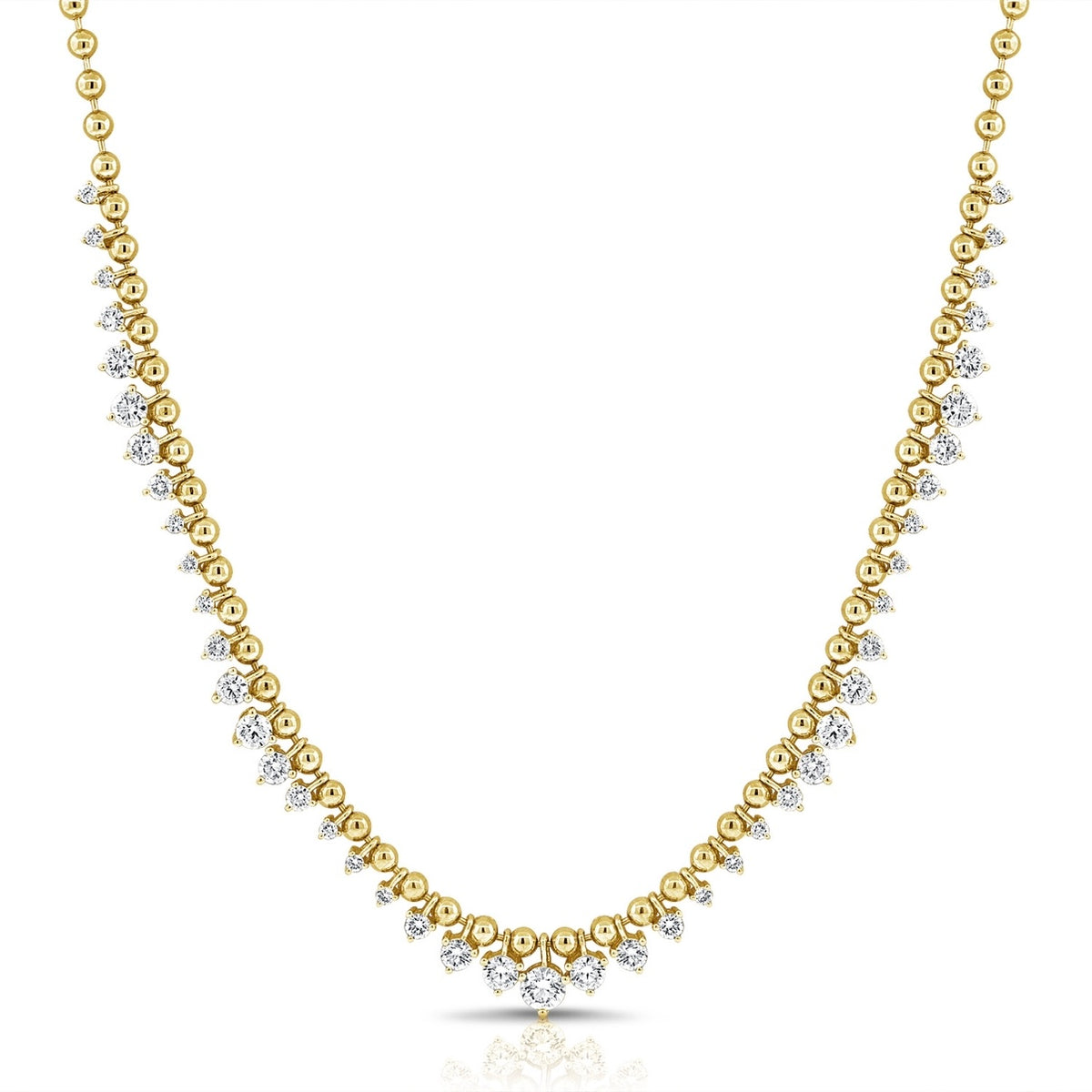 14KT Gold Diamond Jen Luxe Ball Chain Necklace