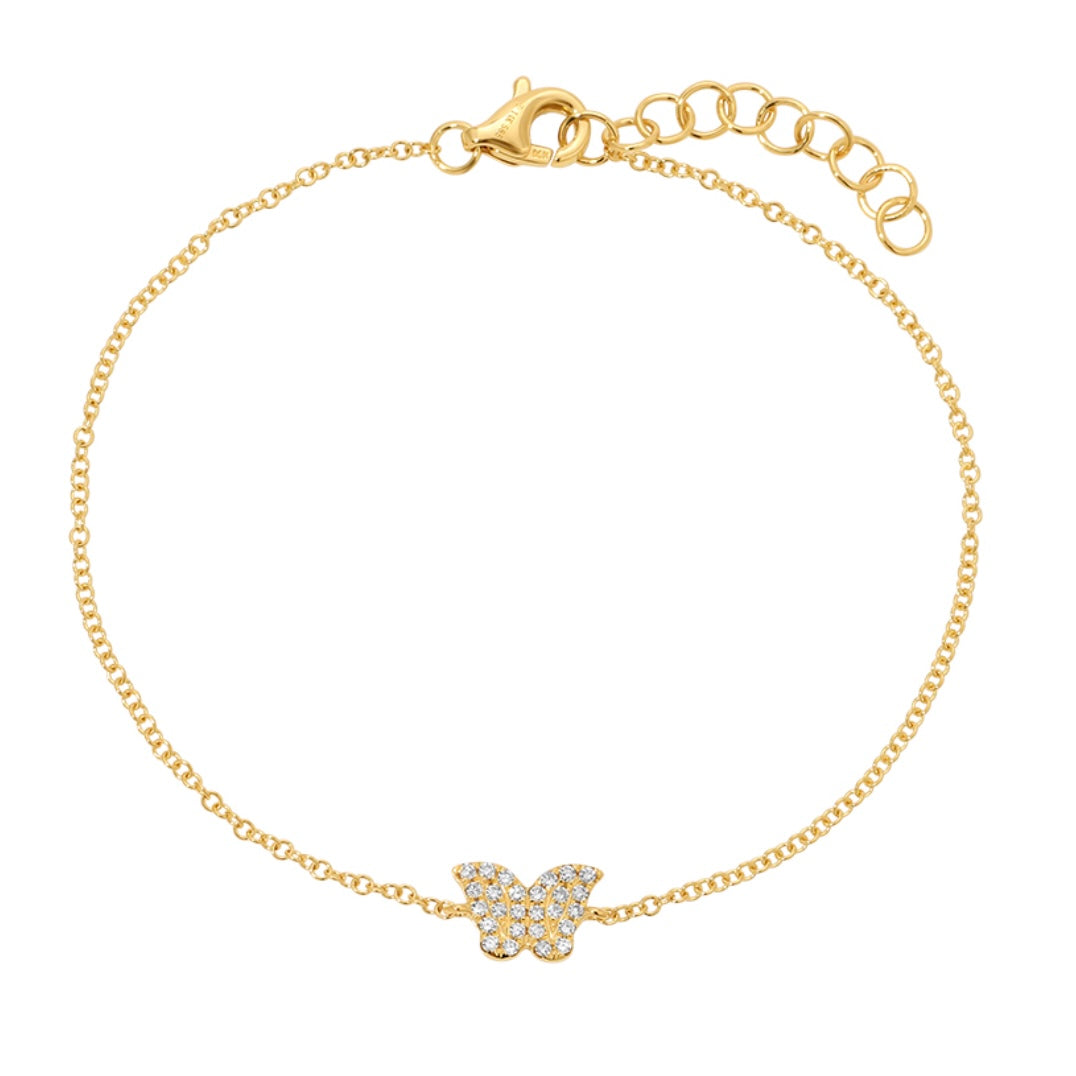 14KT Gold Diamond Mini Butterfly Bracelet