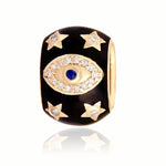 14KT Gold Diamond Enamel Evil Eye Bead