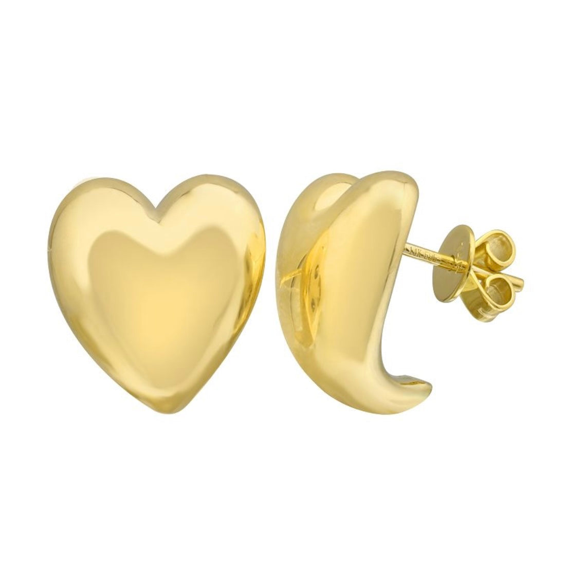 14KT Gold Heart Medium Stud Earrings