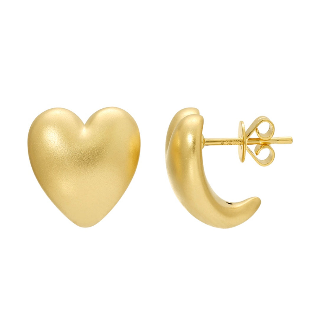14KT Gold Heart Medium Stud Earrings