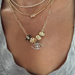 14KT Gold Diamond Enamel Evil Eye Bead
