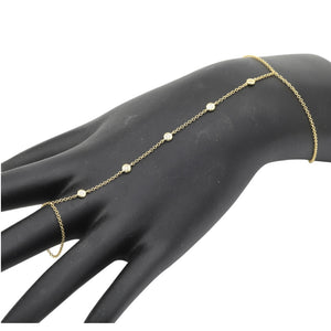 14KT Gold 5 Bezel Set Diamond Finger Bracelet