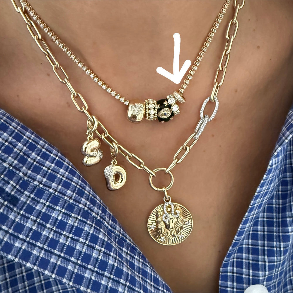 14KT Gold Two Row Diamond Mini Bead