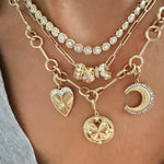 14KT Gold Diamond Bezel Set Bead