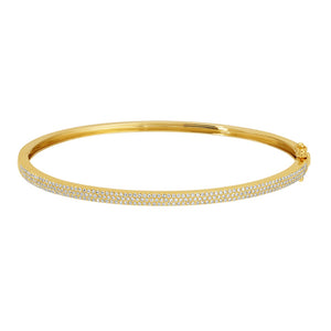 14KT Gold Three Row Diamond Essential Bangle Bracelet