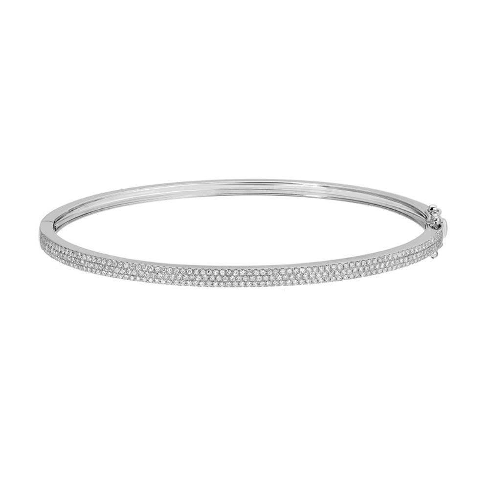 14KT Gold Three Row Diamond Essential Bangle Bracelet