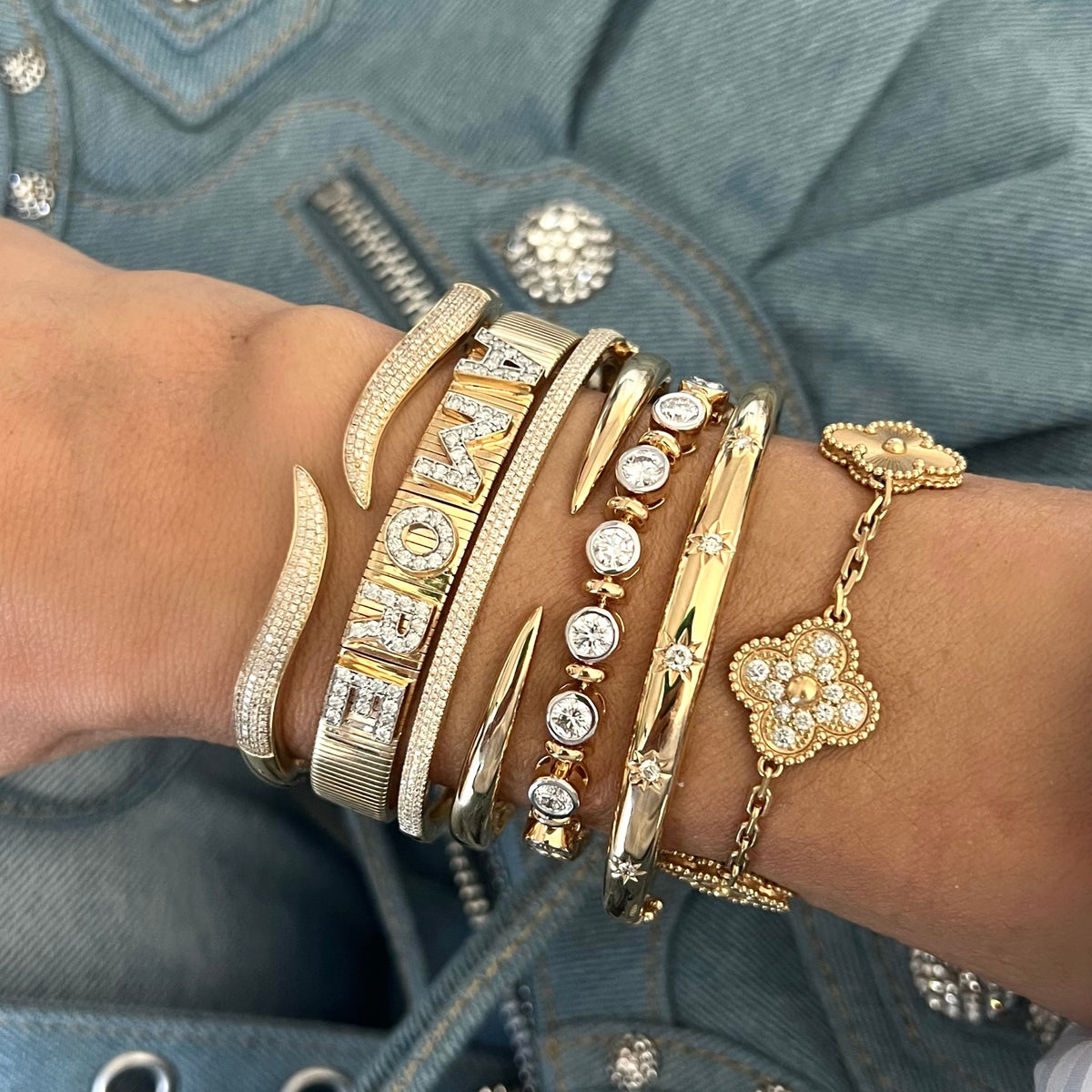 14KT Gold Claw Cuff Bangle Bracelet