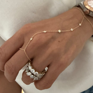 14KT Gold 5 Bezel Set Diamond Finger Bracelet