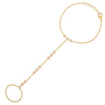 14KT Gold Bezel Cut Diamond Luxe Finger Bracelet Hand Chain