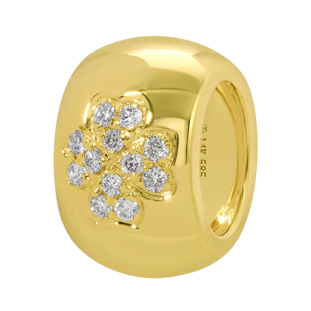 14KT Gold Diamond Clover Bead