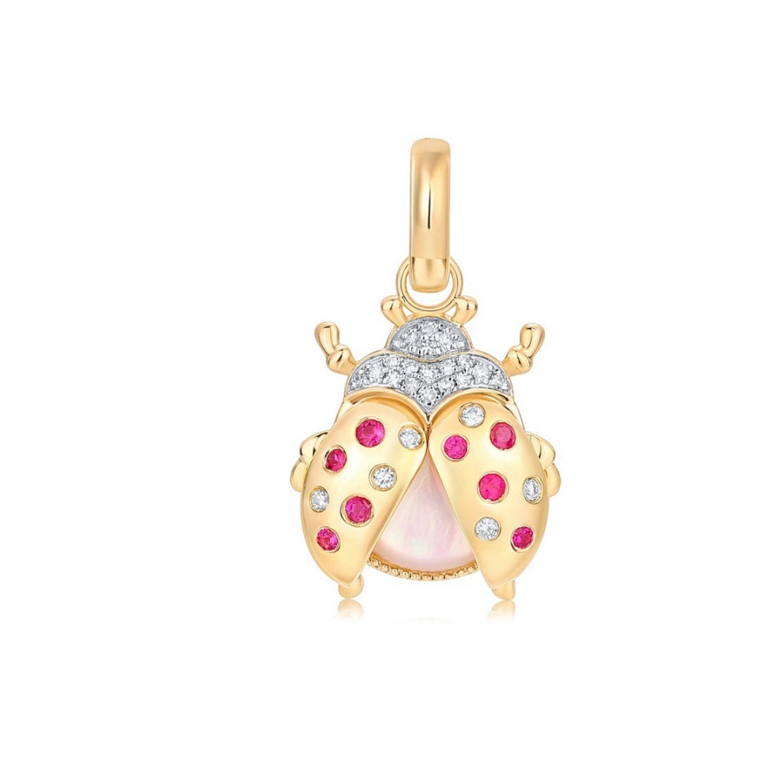 14KT Gold Diamond Lady Bug Pendant Charm