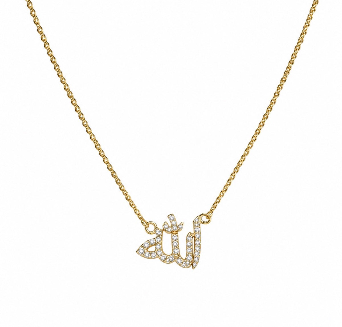 14KT Gold Diamond Mini Allah Necklace