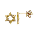 14KT Gold Diamond Small Star of David Stud Earrings