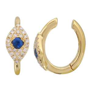 14KT Gold Small Evil Eye Cuff Earrings