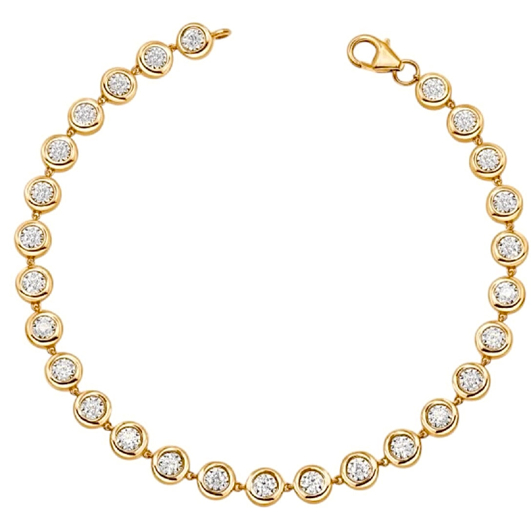 14KT Gold Diamond The Line Bubble Bezel Set Tennis Bracelet