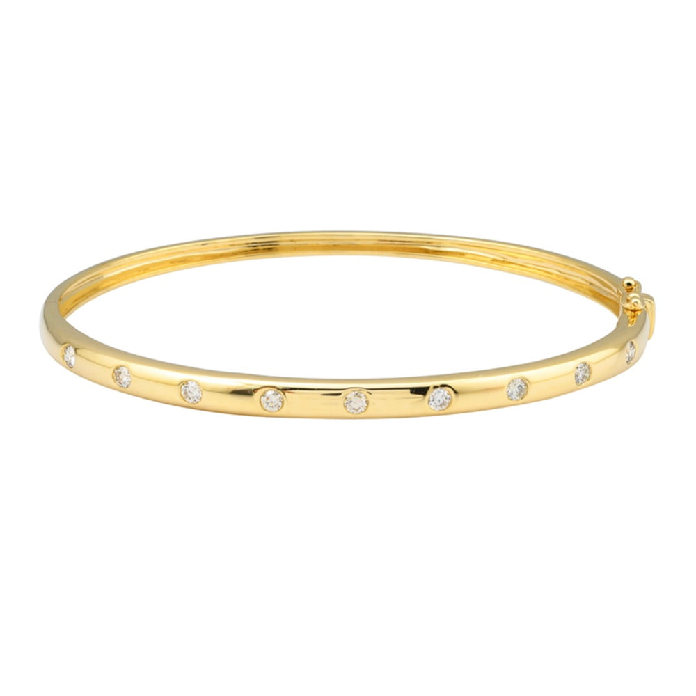 14KT Gold Inlay Diamond Bangle Bracelet
