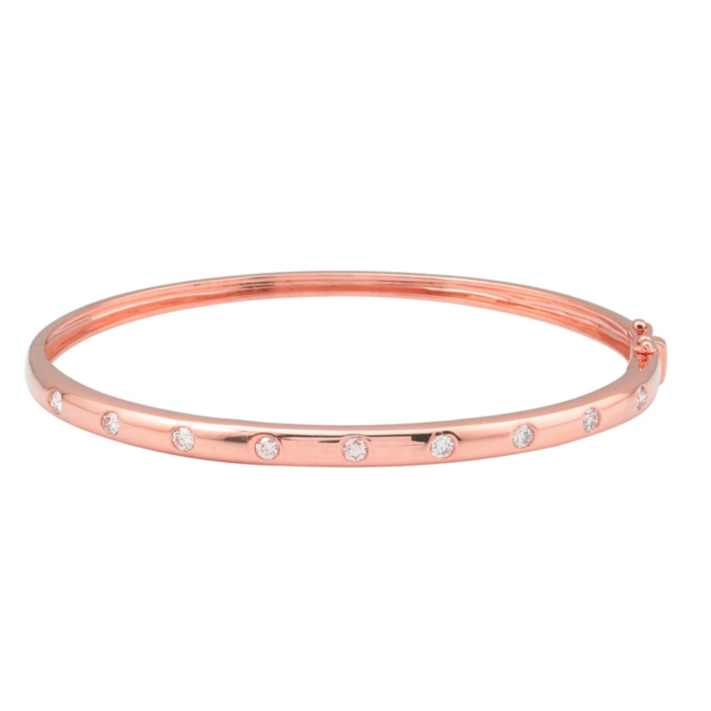 14KT Gold Inlay Diamond Bangle Bracelet