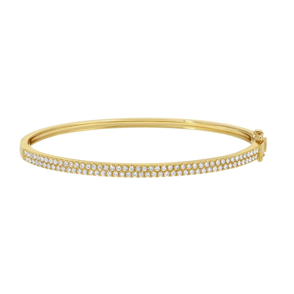 14KT Gold Diamond Two Row Diamond Bangle Bracelet
