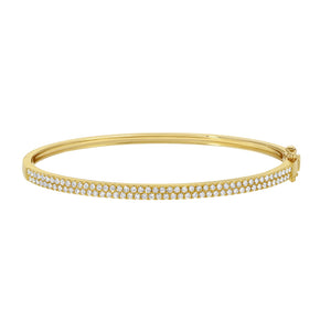 14KT Gold Diamond Two Row Diamond Bangle Bracelet