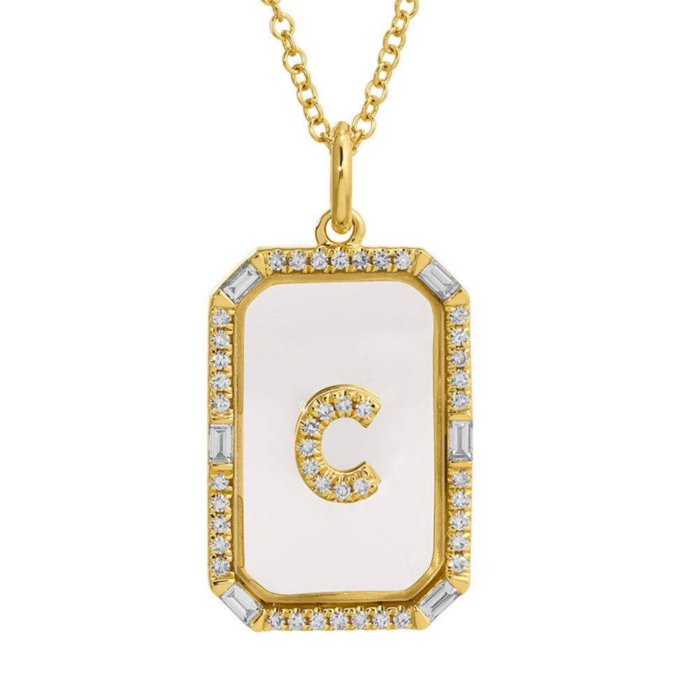 14KT Gold Diamond Crystal Initial Necklace
