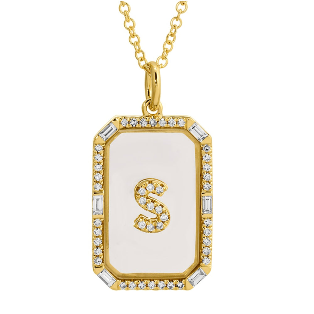 14KT Gold Diamond Crystal Initial Necklace