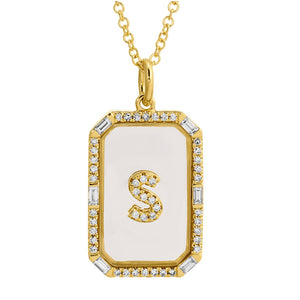 14KT Gold Diamond Crystal Initial Necklace