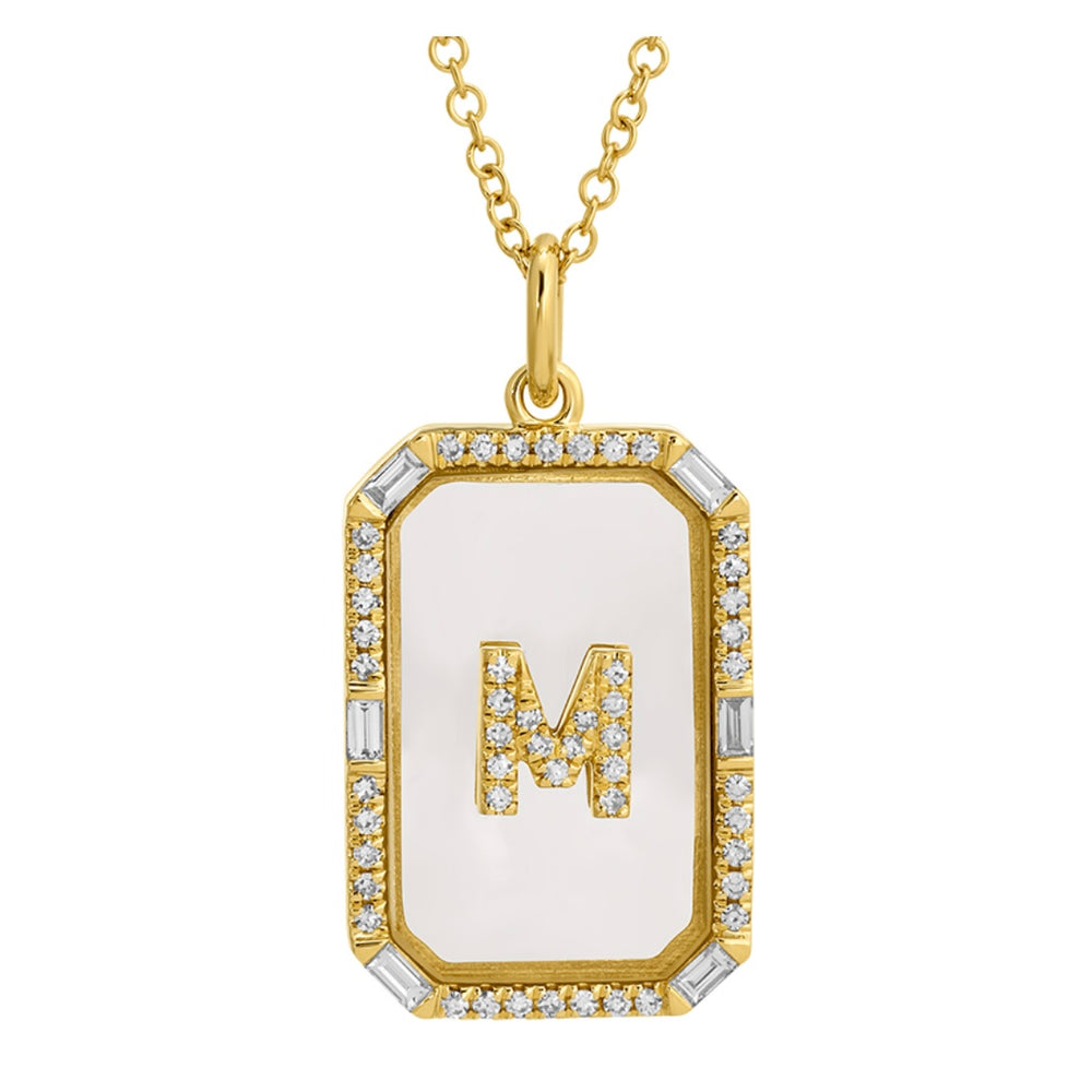 14KT Gold Diamond Crystal Initial Necklace