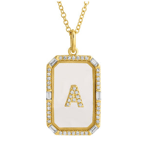 14KT Gold Diamond Crystal Initial Necklace