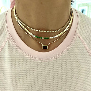14KT Gold Garnet Ball Chain Necklace