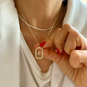14KT Gold Diamond Crystal Initial Necklace