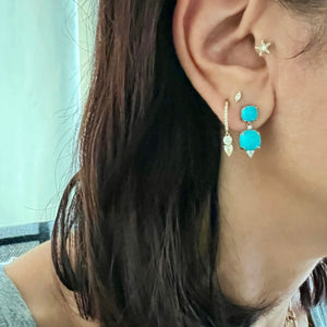 14KT Gold Diamond Turquoise Drop Earrings