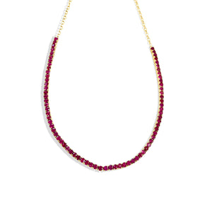 14KT Gold Ruby Tennis Necklace