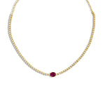 14KT Gold Diamond and Ruby Tennis Necklace