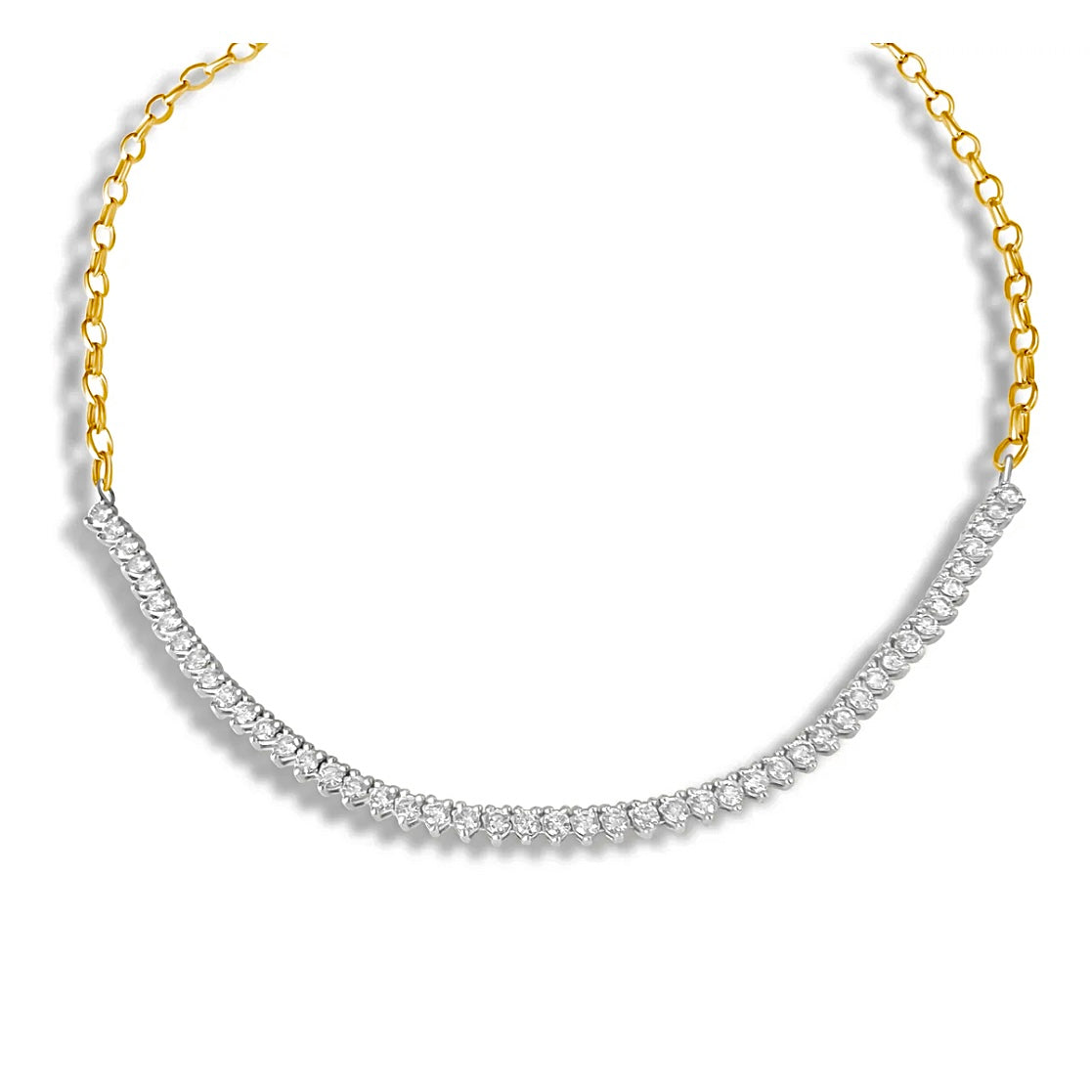 14KT Gold Diamond Simone Half Tennis Necklace On chain