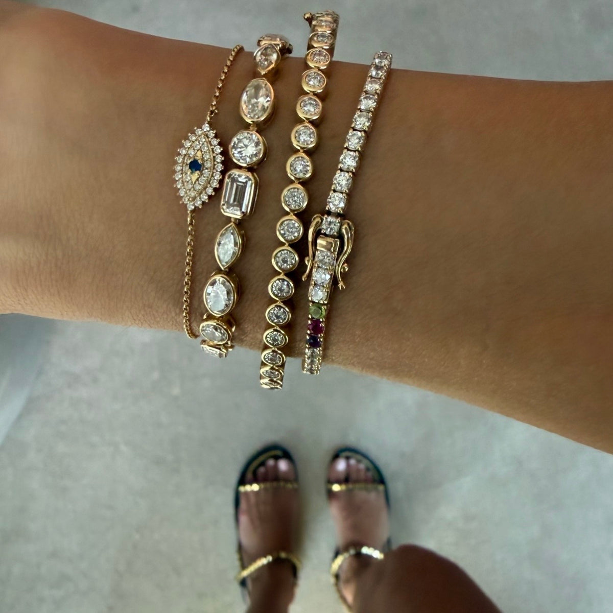 14KT Gold 9ct Multi Shape Lab Diamond Tennis Bracelet