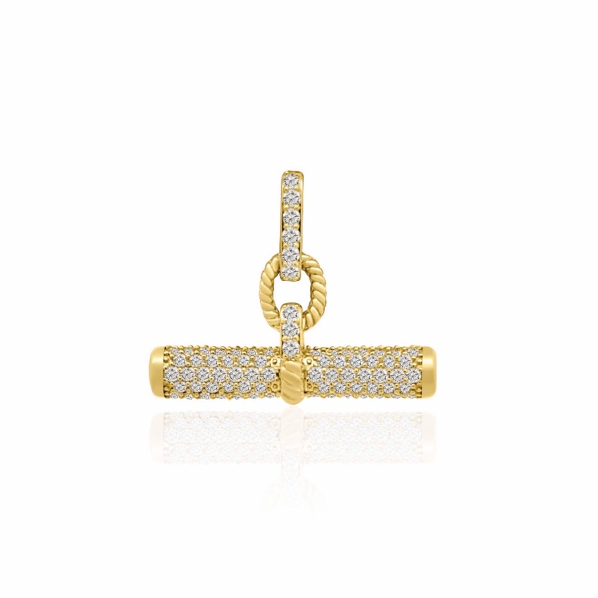 14KT Gold Diamond Luxe Toggle Bar Pendant Charm